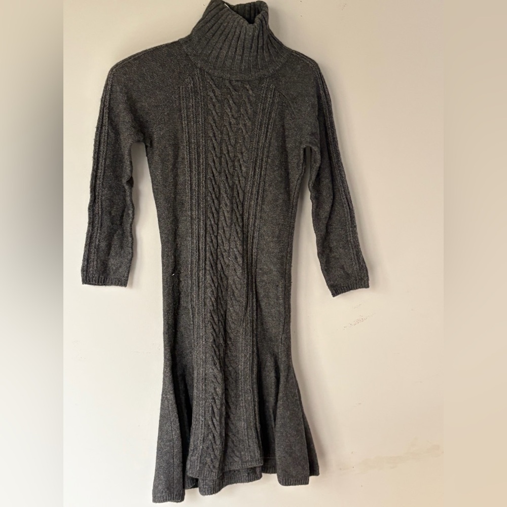 Joie Charcoal Gray Cable-Knit Turtleneck Long Sleeve Dress
